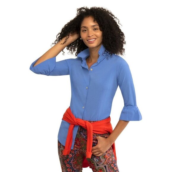 gretchen scott priss chiffon blouse french blue Women size L Large - Picture 1 of 8